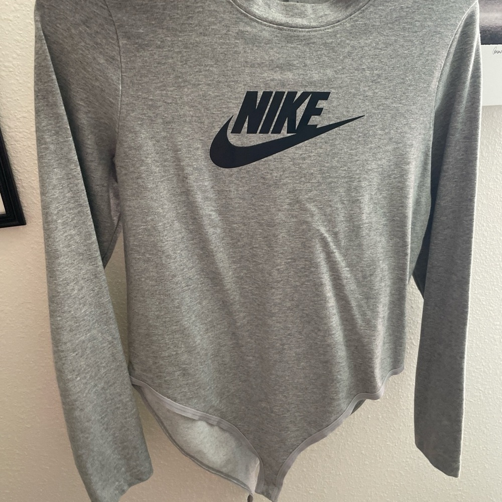 Nike Gray Long Sleeve bodysuit Top